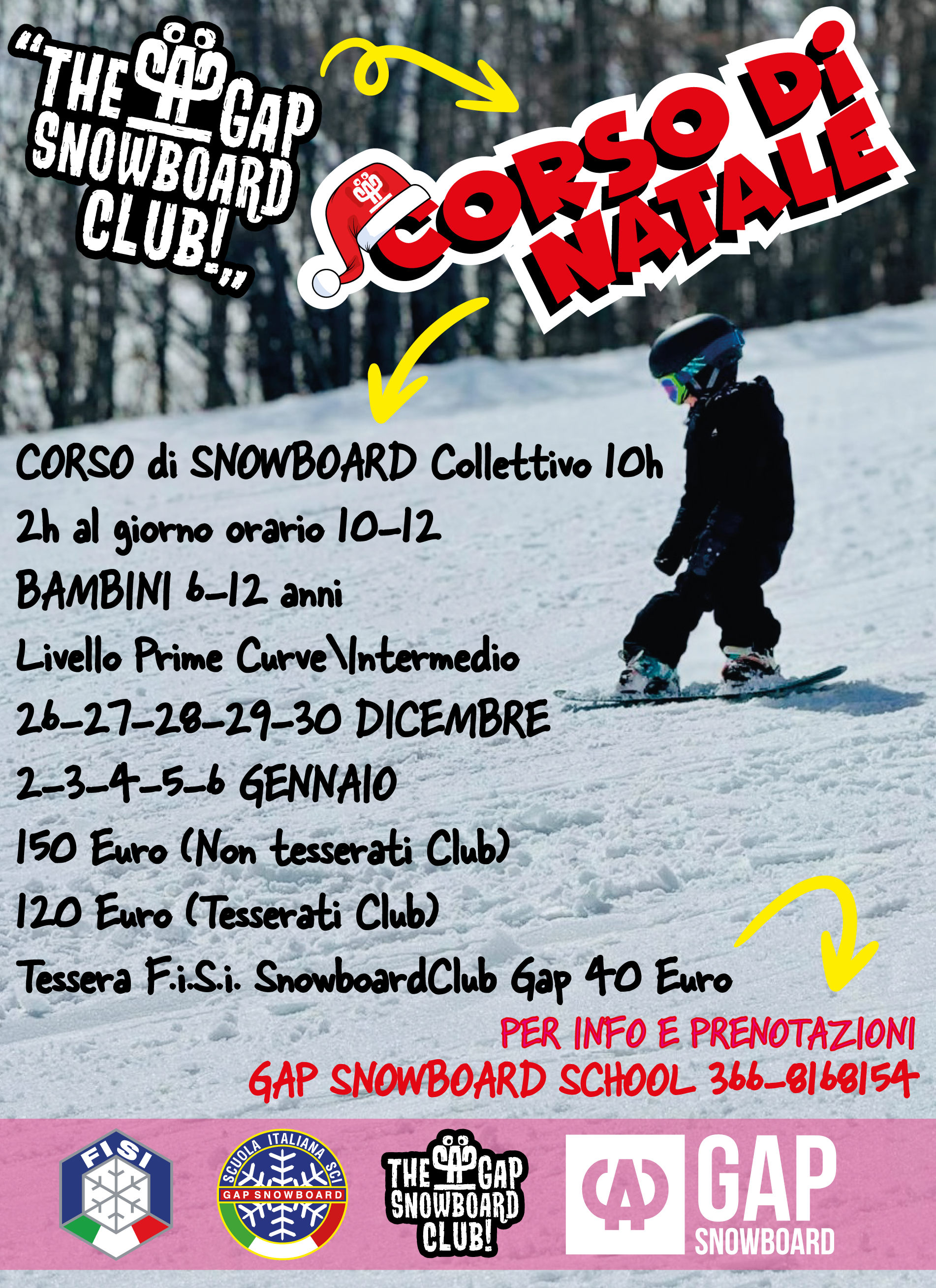 corso di snowboard bambini natale